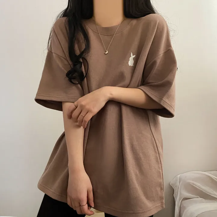 [넉넉/데일리] 러블리 래빗 자수 오버핏 반팔티T 상세 이미지 22