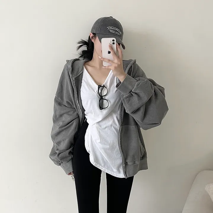 [커플템왕추천❤️/탄탄고퀄] 베이 피그먼트 쭈리 투웨이 후드집업 상세 이미지 14