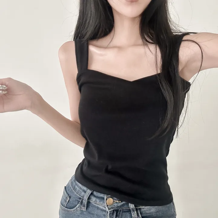 당일 출고🚀속옷끈 노출X💕핏보장 🔥 부유방 소멸❌ 비슬림핏 스퀘어 나시 이너템 끈 체형커버 쫀쫀 스판 슬리브리스 (화이트, 그레이, 블랙) 3color 상세 이미지 22