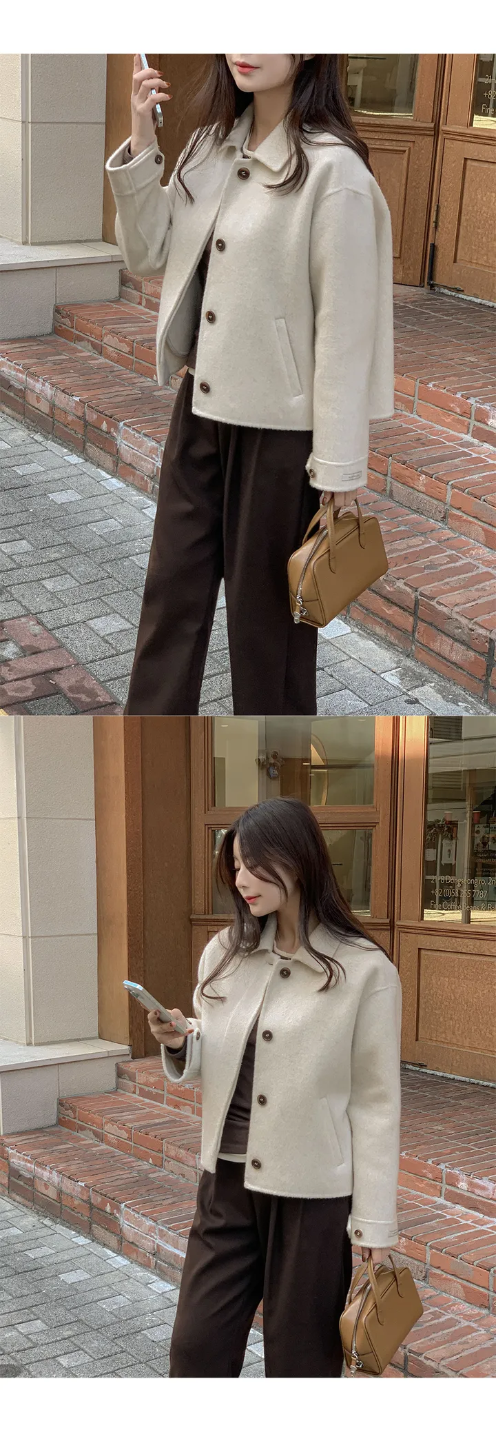 [자체제작/3천장돌파/S-L]프롬드 소프트 울 히든단작 핸드메이드 숏 코트 상세 이미지 76