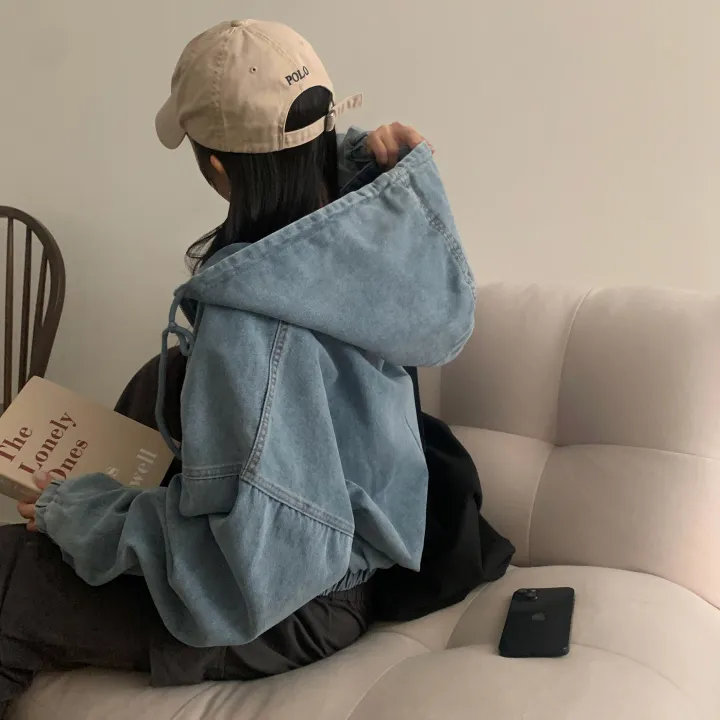 [단독!2가지버전💫/투웨이!] 데님 밴딩후드 투웨이 크롭,루즈핏 야상점퍼/집업 - 2color 상세 이미지 9