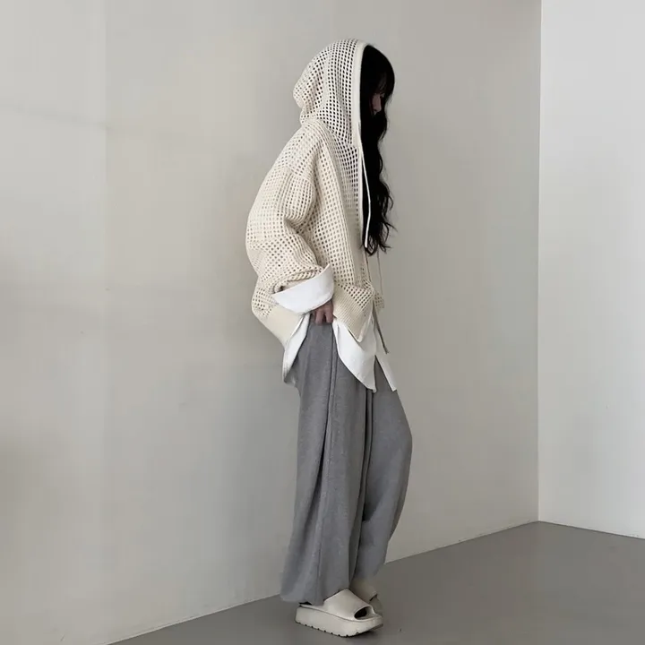 [3년째 소장!]워머 펀칭 그물 투웨이 니트 후드집업 상세 이미지 1