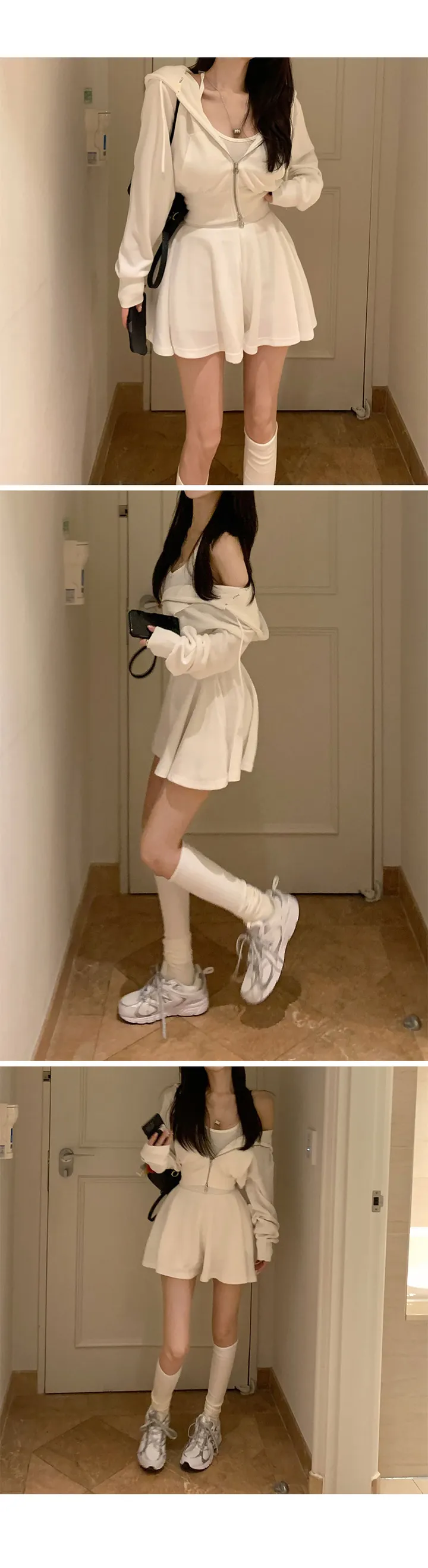 *5col/기본,롱*[허얇골넓보장] made 코르셋 후드 플레어 세트 봄트레이닝 봄신상 상세 이미지 17