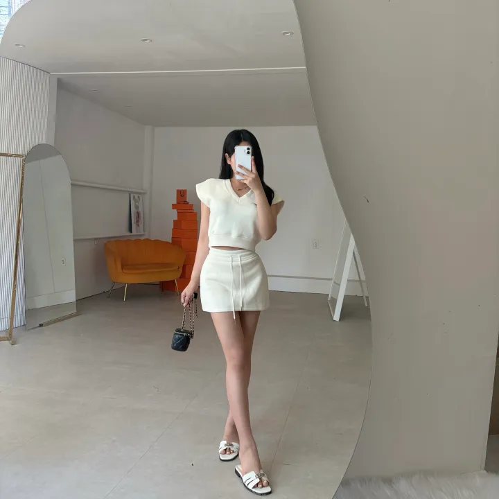 프로스 내추럴 베스트&치마바지 세트  *미니,숏,투피스,브이넥,캡소매,트임,밴딩 상세 이미지 9