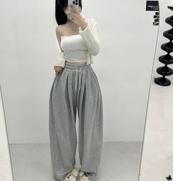 [재구매율증명/3만장돌파🌸/여름강추템] 더블 허얇골넓핏 와이드 하이웨스트 핀턱 사이드핀턱 오버핏 트레이닝 밴딩 팬츠 상세 이미지 21