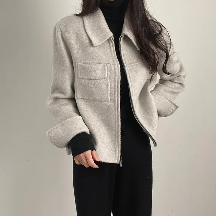 (오버핏,울100) 보들 데일리 핸드메이드 숏코트 상세 이미지 27