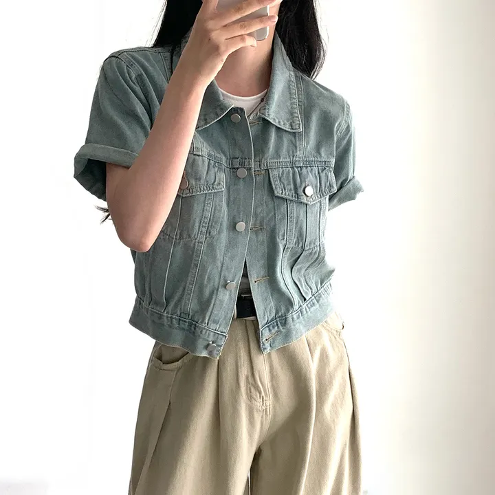 [후기극찬!/완전추천✨] 완소 웨이브 썸머 데님 반팔 자켓 청남방 - jk 상세 이미지 50