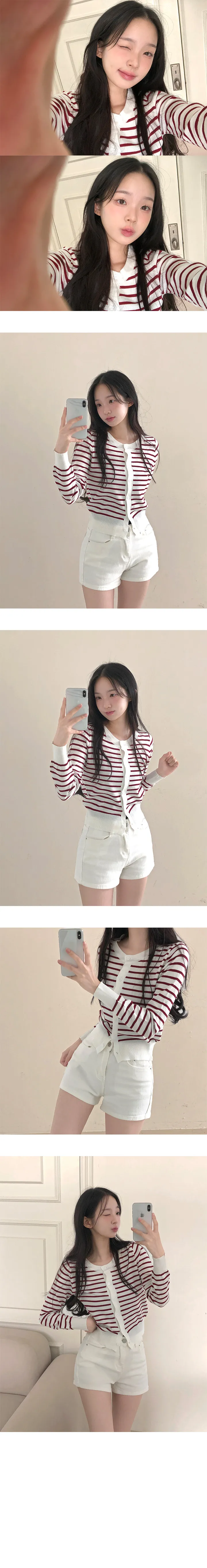 *묶음할인[간절기템/허리잘록] 단가라 라운드넥 긴팔가디건 상세 이미지 4