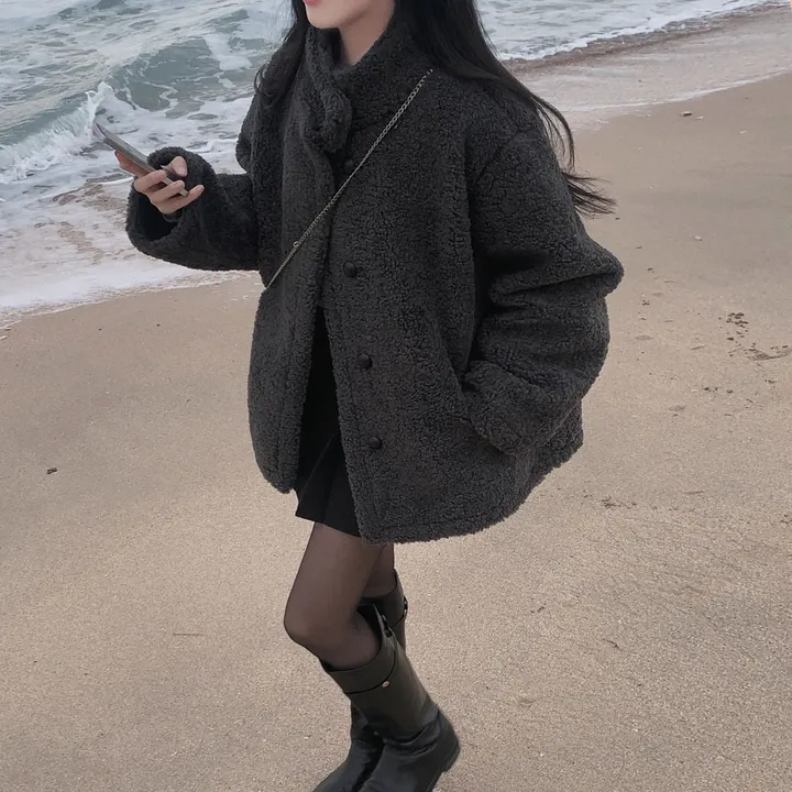 [왕아방핏🤎/주문폭주✨]후회없는 선택,푸들 양털 오버핏 하프 스웨이드 퍼자켓,코트 상세 이미지 84