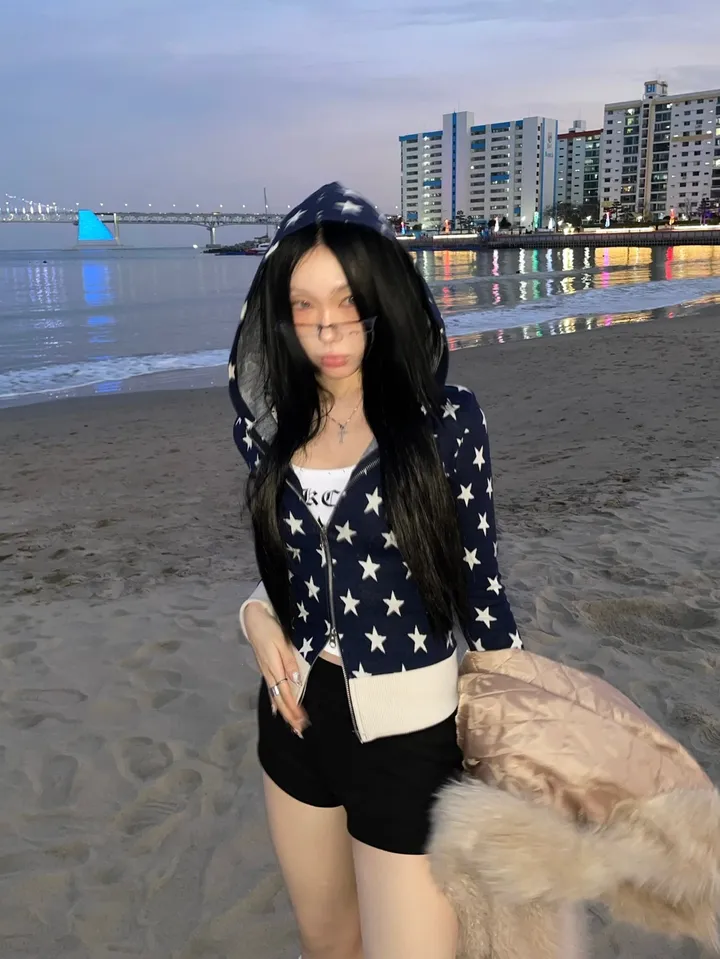 [MD소장/인기상품] y2k star pattern slim crop hood zip-up / y2k 별 스타 패턴 슬림 크롭 후드 집업 상세 이미지 20