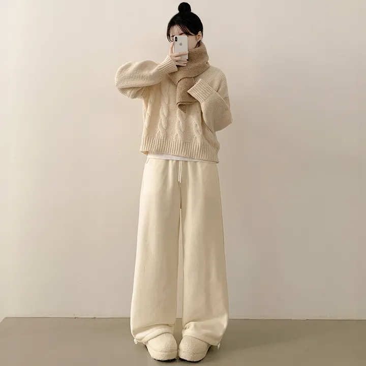 [왕도톰/한겨울까지!] 융기모 골덴 코듀로이 겨울 밴딩 스트링 와이드 트레이닝 롱팬츠 상세 이미지 4