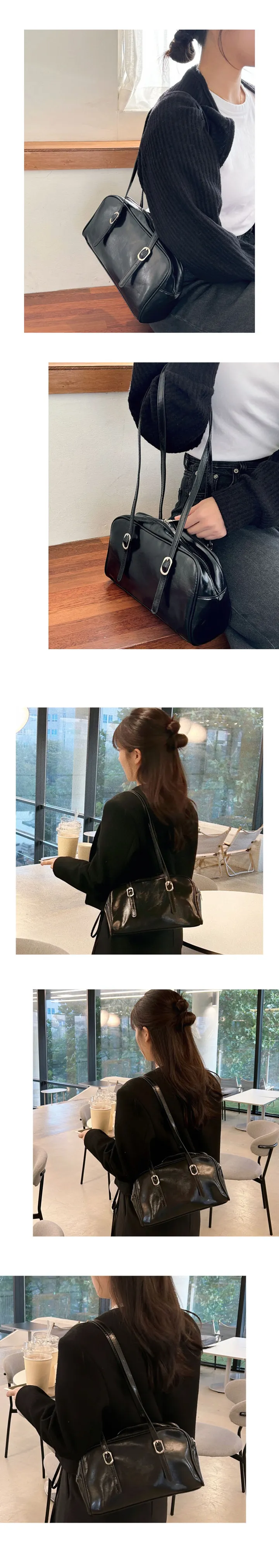 [🚀당일발송/고퀄리티/주문폭주💫]빈티지 레더 가죽 스퀘어 데일리 캐주얼 보부상 숄더백 토트백 가방 상세 이미지 8
