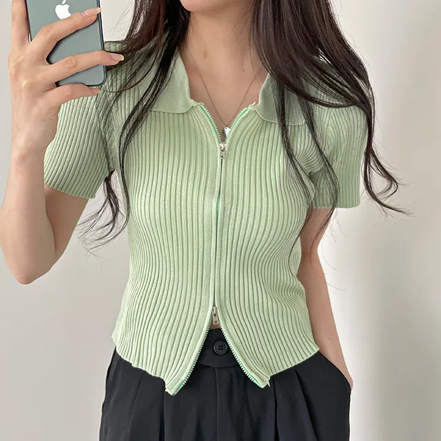 1+1할인[미친핏감!!/투웨이집업] 예쁜컬러가득 카라 스판골지니트 슬림핏 투웨이집업 상세 이미지 19