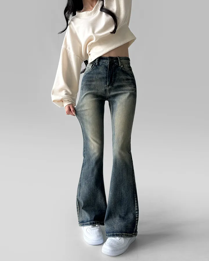 [~3XL/3기장] 뽀얀핏 스머징 텍스쳐 빈티지 워싱 쫀득 스판 부츠컷 데님 팬츠 바지 청바지 상세 이미지 48