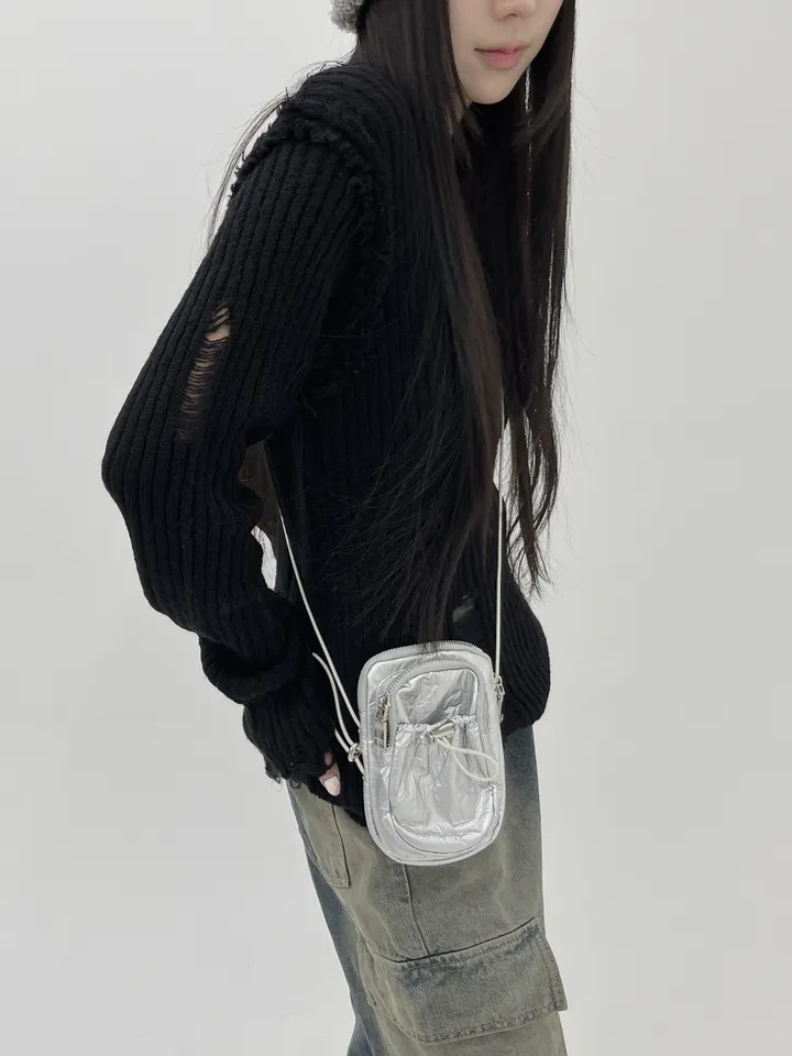 [3color]글로시 / 나일론 스토퍼 미니백 glossy mini crossbag (가벼운 데일리 가방 유니크 쁘띠 스트링 크로스백) 상세 이미지 16