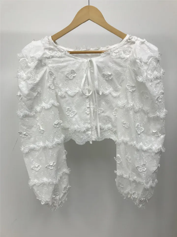 [빠른O/공주보장🦋어깨패드O] 나비 펀칭 빅퍼프 블라우스 볼레로 가디건 레이스가디건 커버업가디건 비치가디건 레이어드가디건 크롭가디건 리본가디건 여름 상세 이미지 13