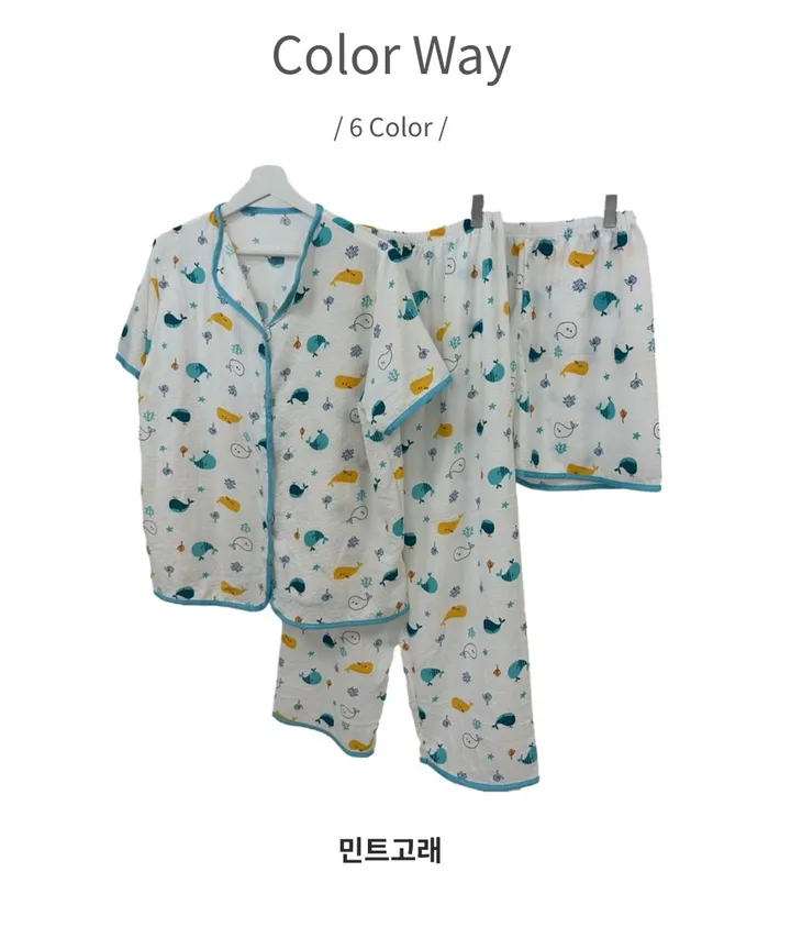 지지미 잠옷 홈웨어 여름파자마 3세트 (6color) 상세 이미지 58