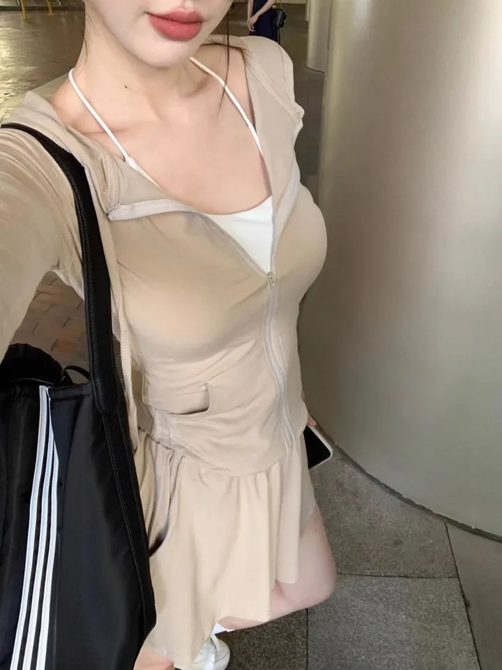 -3kg 몸매보정 트레이닝 세트 슬림핏 후드집업 밴딩반바지 상세 이미지 6