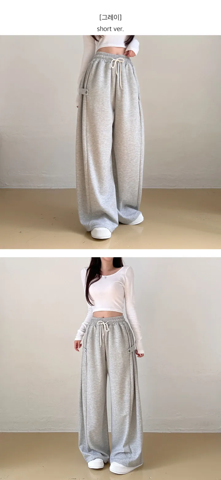 기모추가 *9col*[힙데일리🖤/숏,롱/하체완벽커버!] 골반업 비조 사이드 스냅 하이웨스트 트레이닝 와이드 팬츠 상세 이미지 11