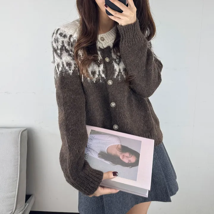 [당일발송] 3Color 앙고라 다이아 노르딕 니트 긴팔 가디건*1363 상세 이미지 16