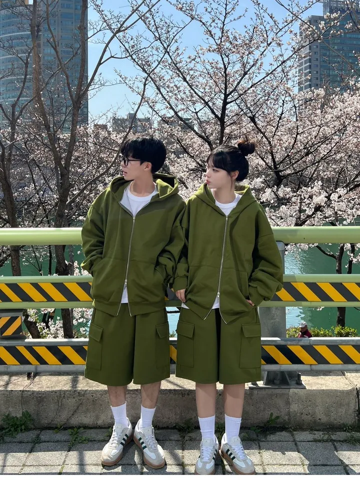 🌼당일출고🌼💗2000장 돌파💗[고퀄 핏대박/7Color/신상] 빅사이즈 투웨이 후드집업 카고 버뮤다 팬츠 트레이닝 세트 커플룩 시밀러룩 오버핏 꾸안꾸 트레이닝복 상세 이미지 26