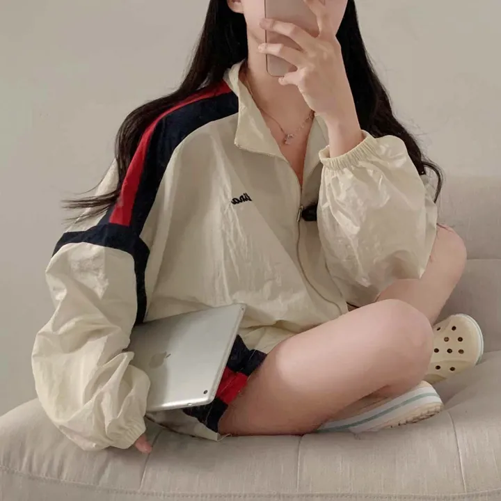 [✨2천장돌파✨]최애핏, 바스락 오버핏 바람막이 배색 집업 반바지 트레이닝 투피스 세트 상세 이미지 38