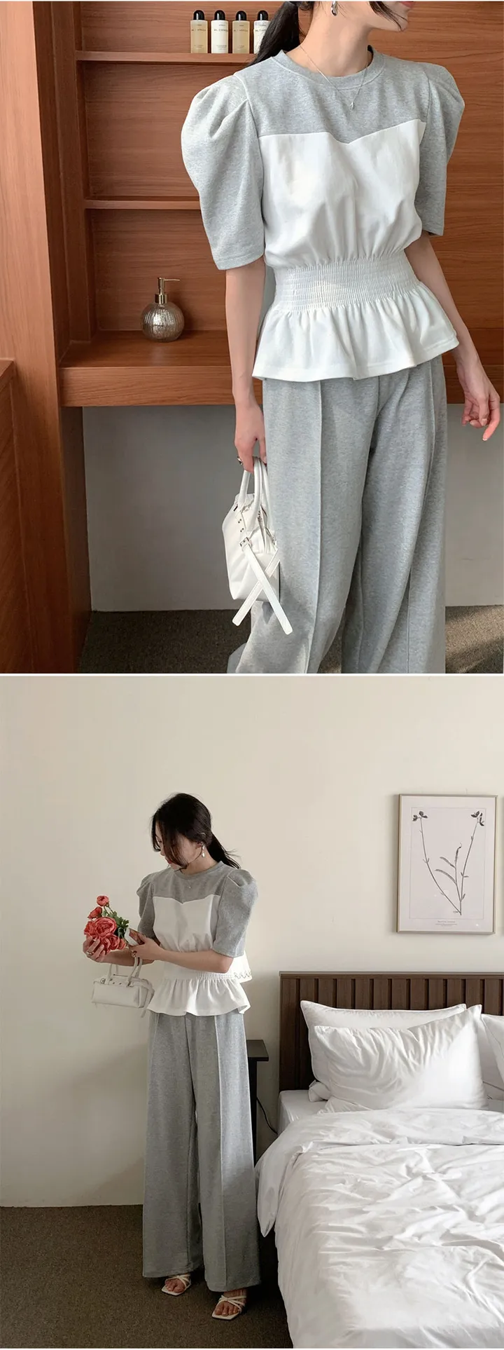 신상💛[2color] 러블리 커리어우먼 배색 상하의 set 상세 이미지 9