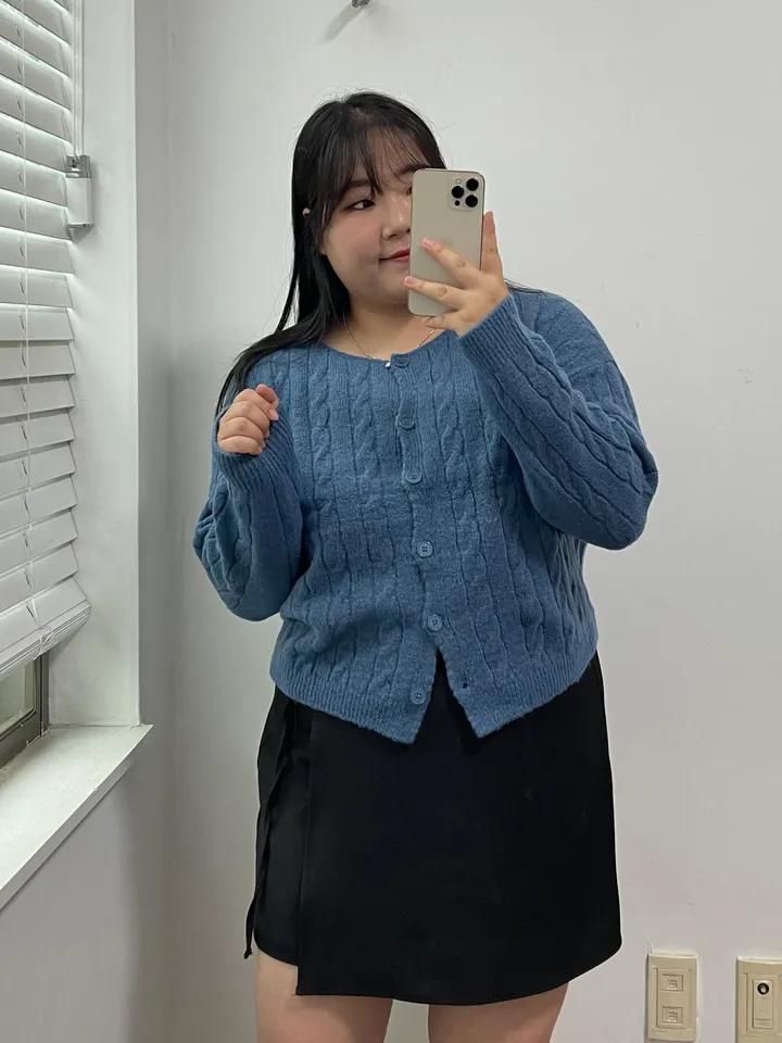 🚀당일출발🚀빠른배송📦 [~110size/빅사이즈] 라운드넥 꽈배기 도톰 단추 니트 가디건 상세 이미지 76