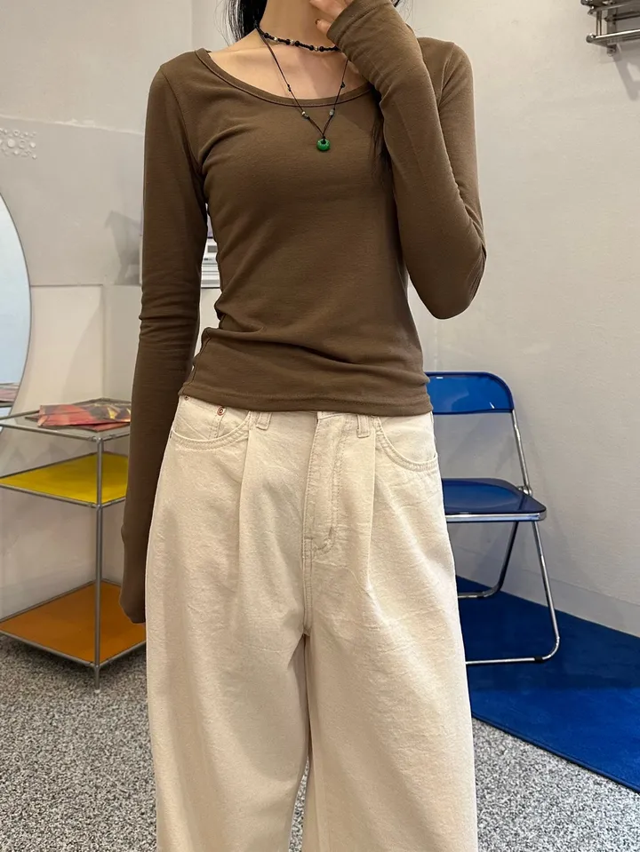 *라인대박 착붙 쫀쫀 스판 유넥 워머 데일리 긴팔 티셔츠 상세 이미지 20