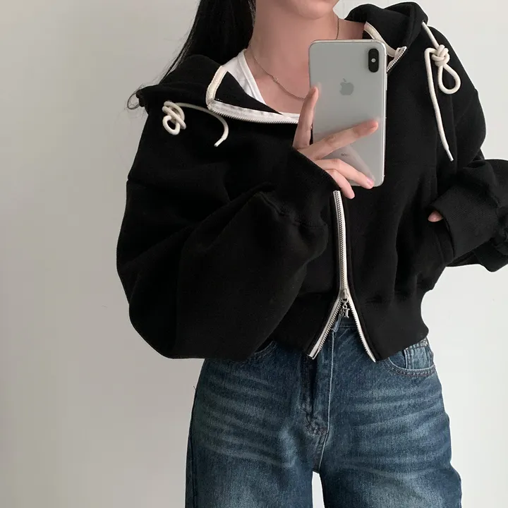 [완전인기✨/백염컬러 당일출고!] 자체제작 크치Made 꿈에 나온 핏, 투웨이 양기모 크롭 후드집업 ver 아우터 자켓 - zipup 상세 이미지 226