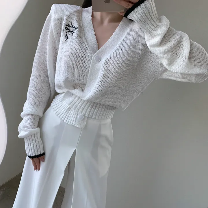 리본자수 투웨이 랩 가디건 상세 이미지 10
