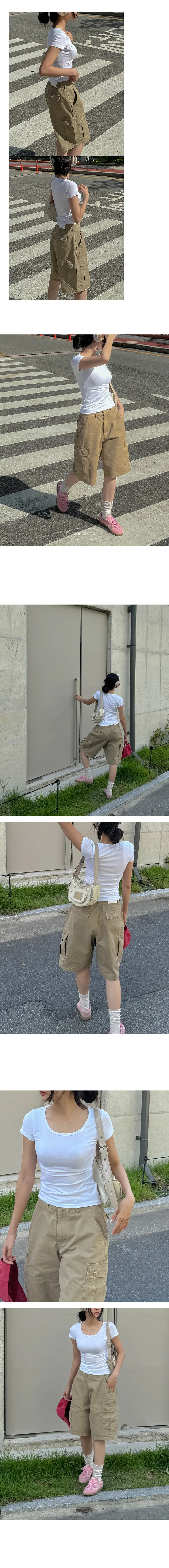 [고퀄/주문폭주] 헤밀 빈티지 카고 와이드 버뮤다 팬츠(베이지,블랙) 상세 이미지 5