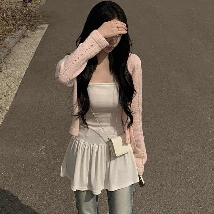 [벚꽃룩🌸/울함유] 펀칭 플라워 물결 크롭 니트 봄 딸기우유 여름가디건 상세 이미지 16