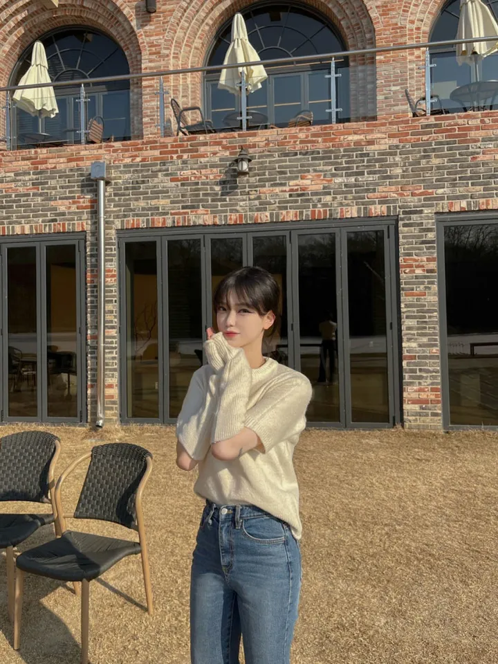 [워머SET/재진행‍🔥] 러블리 보들 울 핸드 워머 니트 세트 루즈핏 트임 반팔 니트티 라운드넥 토시 니트투피스 상세 이미지 60