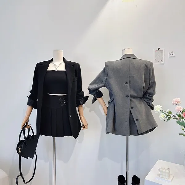 💙당일발송💙*자체제작* 뒷태여신 테일러드카라 대디자켓 버튼자켓 단추자켓 백트임 백버튼 뒷트임 오버핏자켓 슬림자켓 무지자켓 긴팔자켓 하프자켓 숏자켓 롱자켓 봄자켓 봄아우터 하객룩 상세 이미지 31