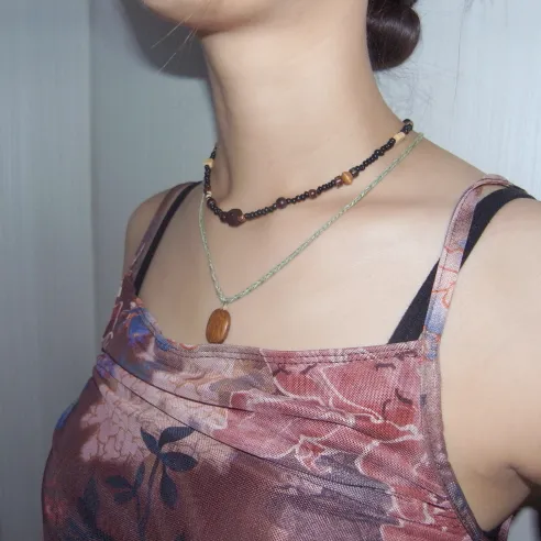 [디테일]보헤미안 오리엔탈 빈티지 유니크 나무 우드 비즈 목걸이 상세 이미지 10