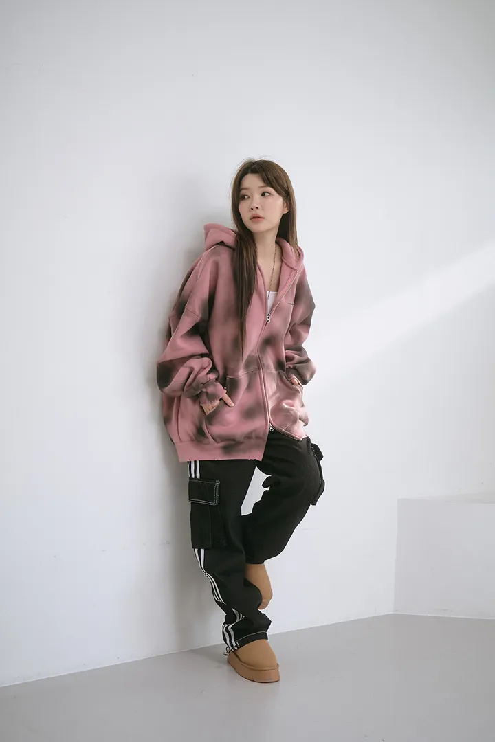 [UNISEX] 빈티지 워싱 더티 투웨이 후드집업 크롭 워싱  피그먼트 오버핏  핸드워머  커플룩 스트릿룩 빈티지룩 남여공용 유니섹스 크롭집업  빅사이즈 유니크 봄신상신상 물나염 상세 이미지 35