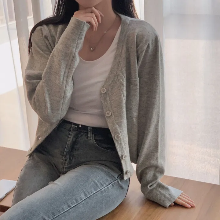 [원단좋아요🤎/연그레이 당일출고!] 자체제작 #크치Made 욜로 포켓 어텀 니트 크롭 올드머니 가디건 - cd 상세 이미지 21