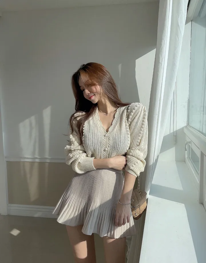 티에르 꽈배기 진주 가디건 상세 이미지 4