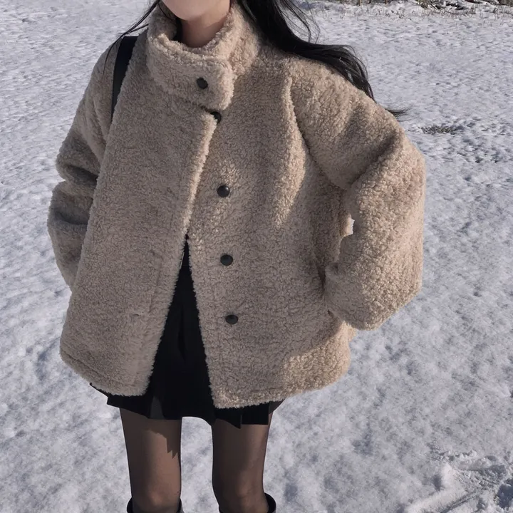 [왕아방핏🤎/주문폭주✨]후회없는 선택,푸들 양털 오버핏 하프 스웨이드 퍼자켓,코트 상세 이미지 13