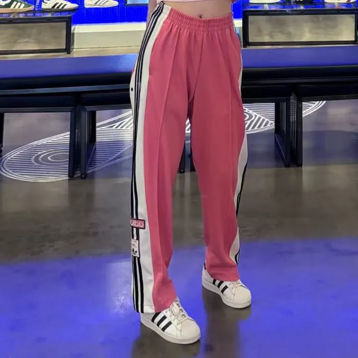 아디다스 오리지널 아디브레이크 버튼 오픈 트랙 팬츠 핑크 JE6046