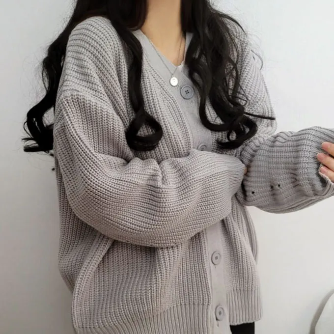 [봄가을/데일리핏] 러블리한 하찌 v넥 오버핏 가디건cd 상세 이미지 14