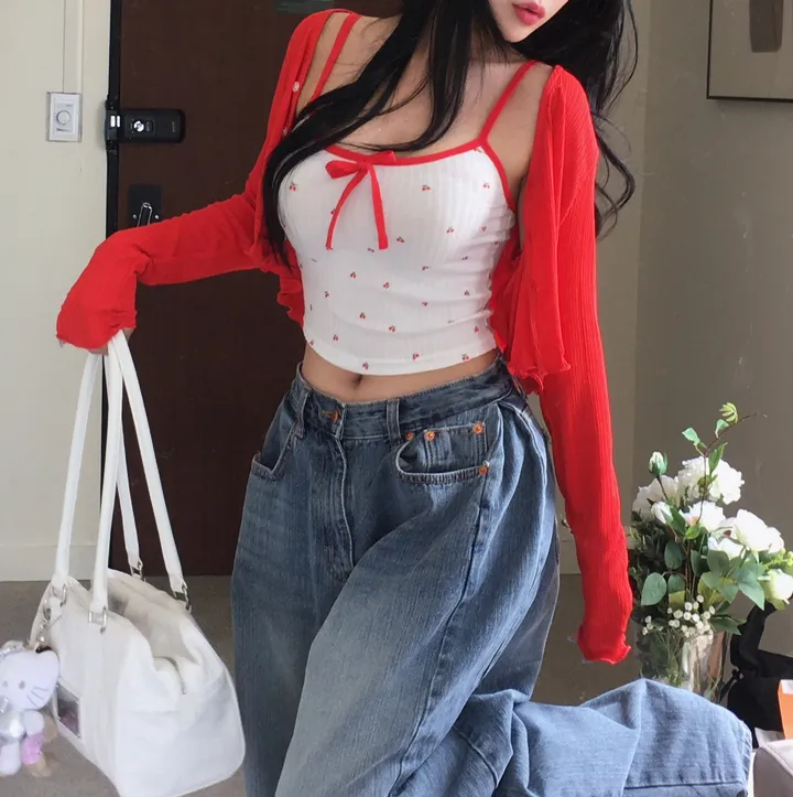 [만능코디!/핏보장🧚] 살안타템 쿨링 찰랑 커버업 여리 클로즈 브이넥 프릴 물결 가디건 (국내제작) 상세 이미지 7