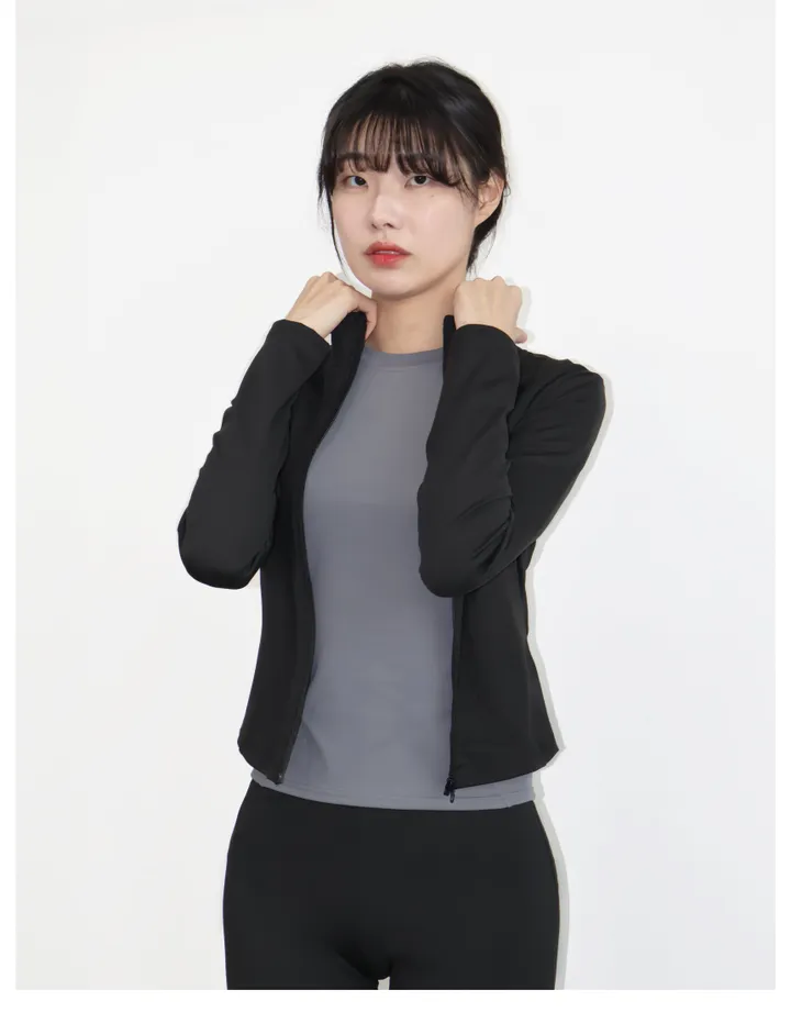 *묶음할인/날씬핏* 에리시 핑거홀 슬림핏 긴팔집업 트레이닝 반넥 하프넥 필라테스 운동 헬스 요가 상의 상세 이미지 16