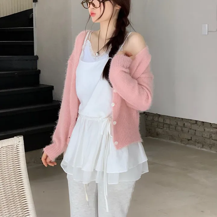[캡내장O/스판좋아요/부드러워요]메이디 레이스 레이어드 슬림핏 슬리브리스 골지 캡나시 3color 상세 이미지 54