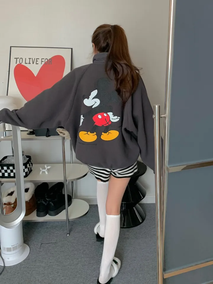 [🌠디즈니정품💭/남녀공용❤️/도링룩단독🤸] 미키 후리스 점퍼 미키마우스 캐릭터 뽀글이 집업 잠바 겨울 아우터 (3color) 상세 이미지 45