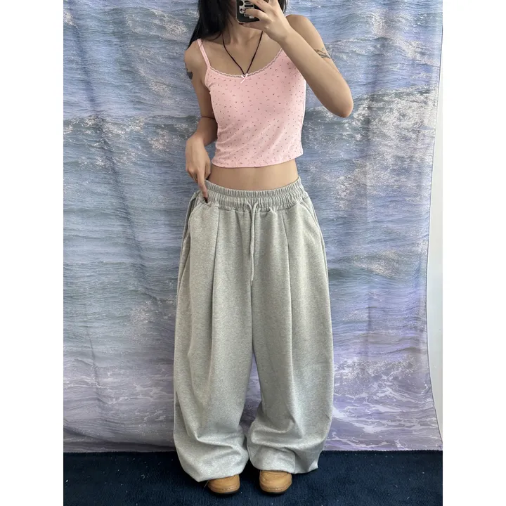 ❤️‍🔥기모선택│업그레이드 ver.│누적판매1,000 돌파 기념│4size!❤️‍🔥[UNISEX/기획특가]사이드 폴드 핀턱 스트링 루즈 와이드 벌룬 트레이닝 팬츠(2color) 상세 이미지 72