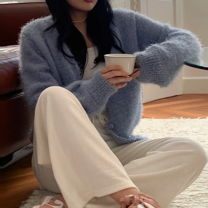 보슬보슬 귀여움 끝판왕 , 브이넥 솔잎 가디건 4COLOR 상세 이미지 10