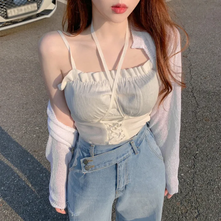 [극강여리🥺햇빛차단] 여리여리 여름 바캉스 부클 나시 크롭 니트 볼레로 가디건  커버업 5col 상세 이미지 37