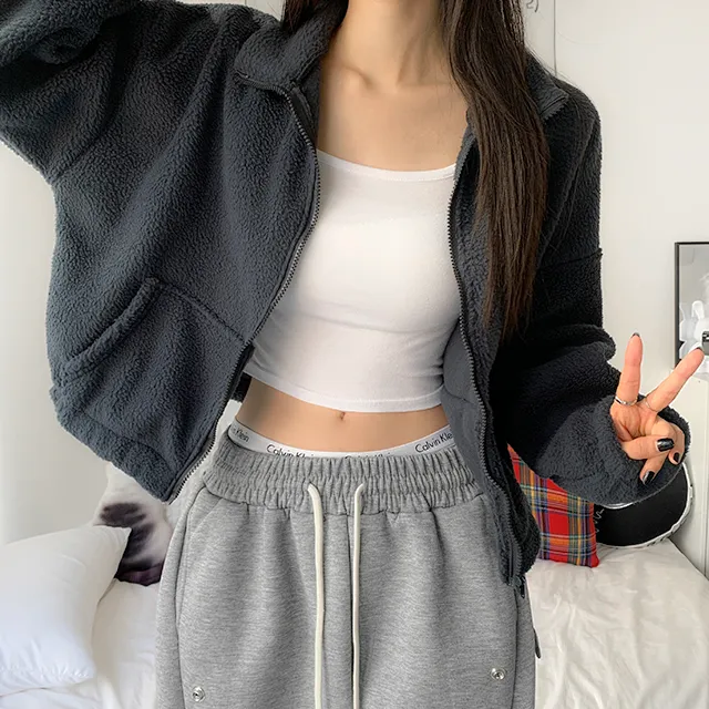 [가성비최고/3col] 앤디 루즈핏 양털 후리스 크롭 집업 / 플리스집업 / 최저가보장 / 크롭후리스 / 양털집업 / 하이넥집업 / 가격실화 / 도톰폭닥 / 뽀글이 / 방한템 상세 이미지 21
